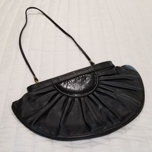 VTG Black Genuine Leather Made in USA Shoulder Purse